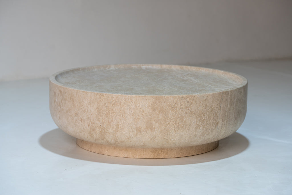 Luna Travertine Coffee Table Front View 2