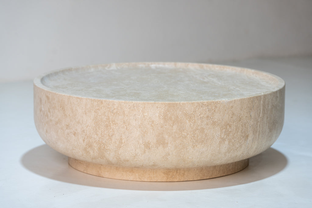 Luna Travertine Coffee Table Front View 3