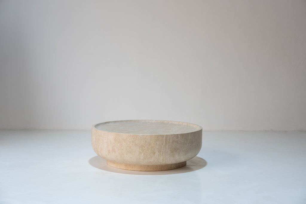 Luna Travertine Coffee Table Front View 4