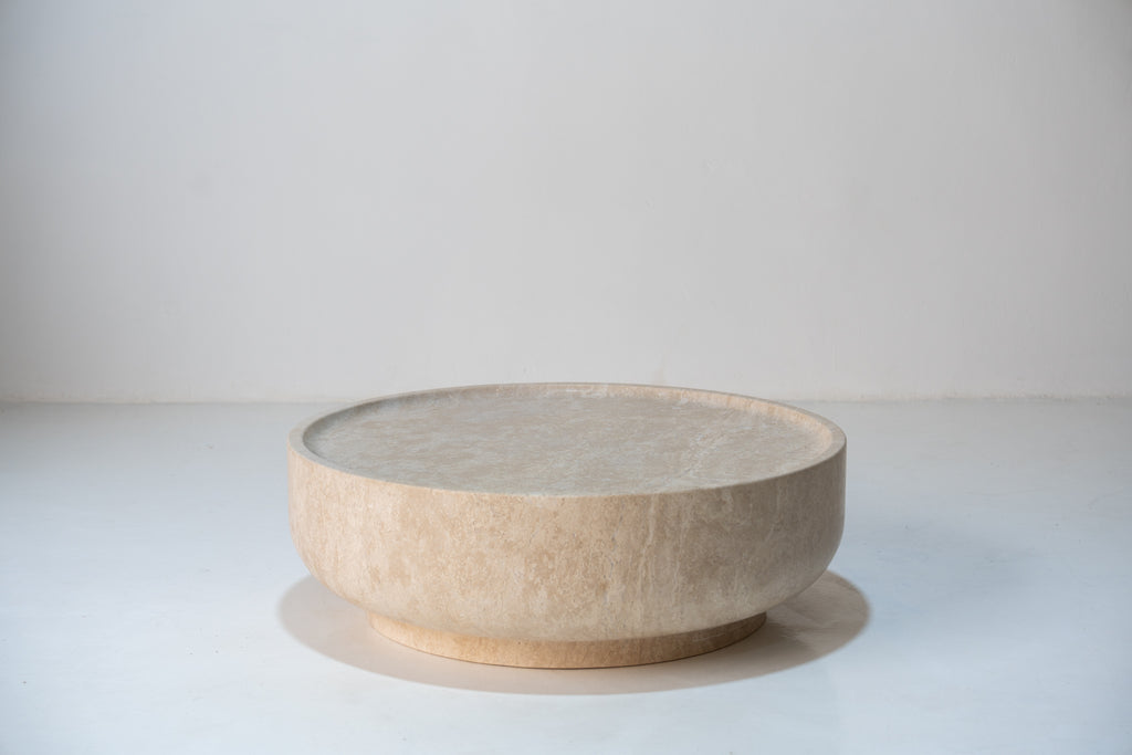 Luna Travertine Coffee Table Front View 5