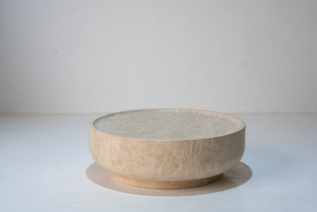 Luna Travertine Coffee Table Front View 6