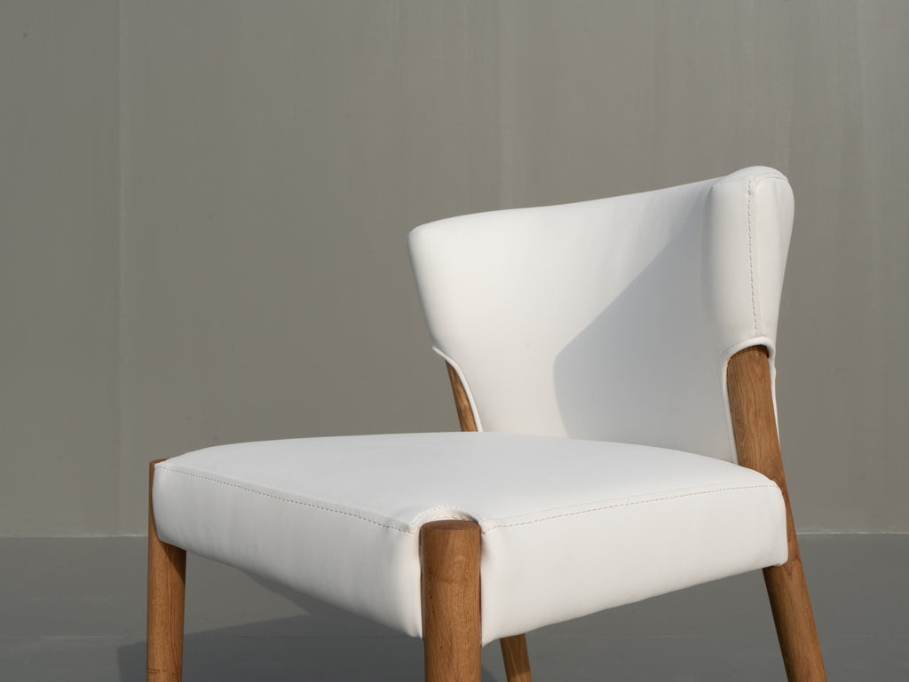 Lyra Oak & Leather Chair Side view