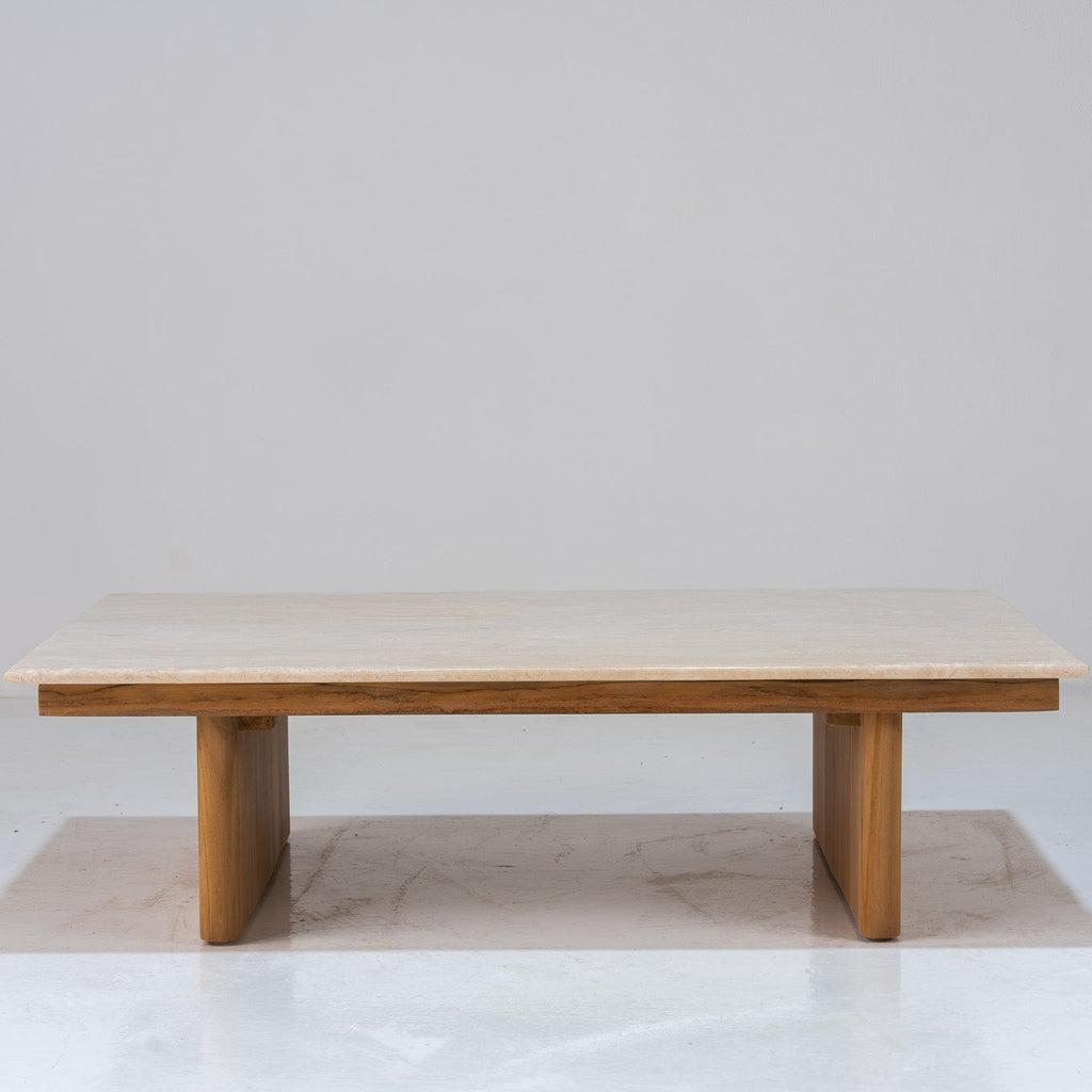 Mahra Travertine Coffee Table Front View 1