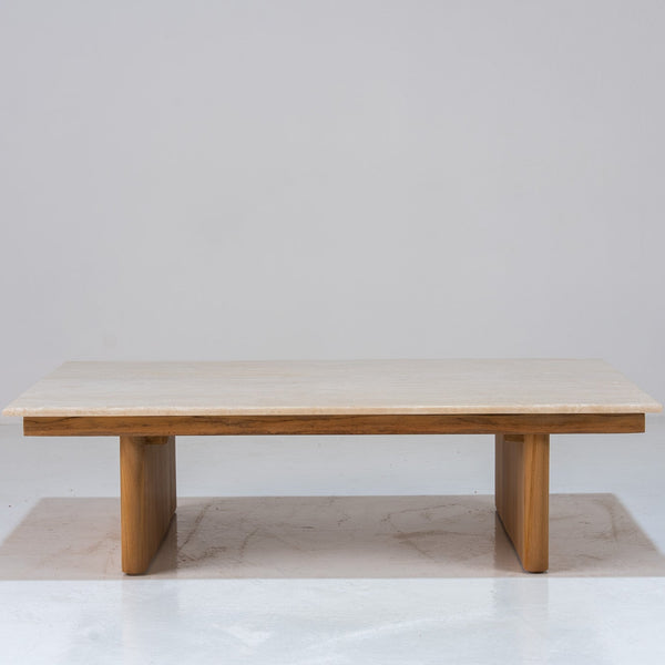 Mahra Travertine Coffee Table Front View 1
