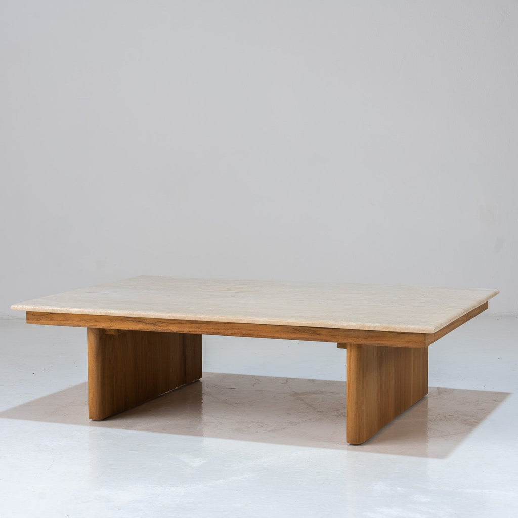 Mahra Travertine Coffee Table Perspective View 1