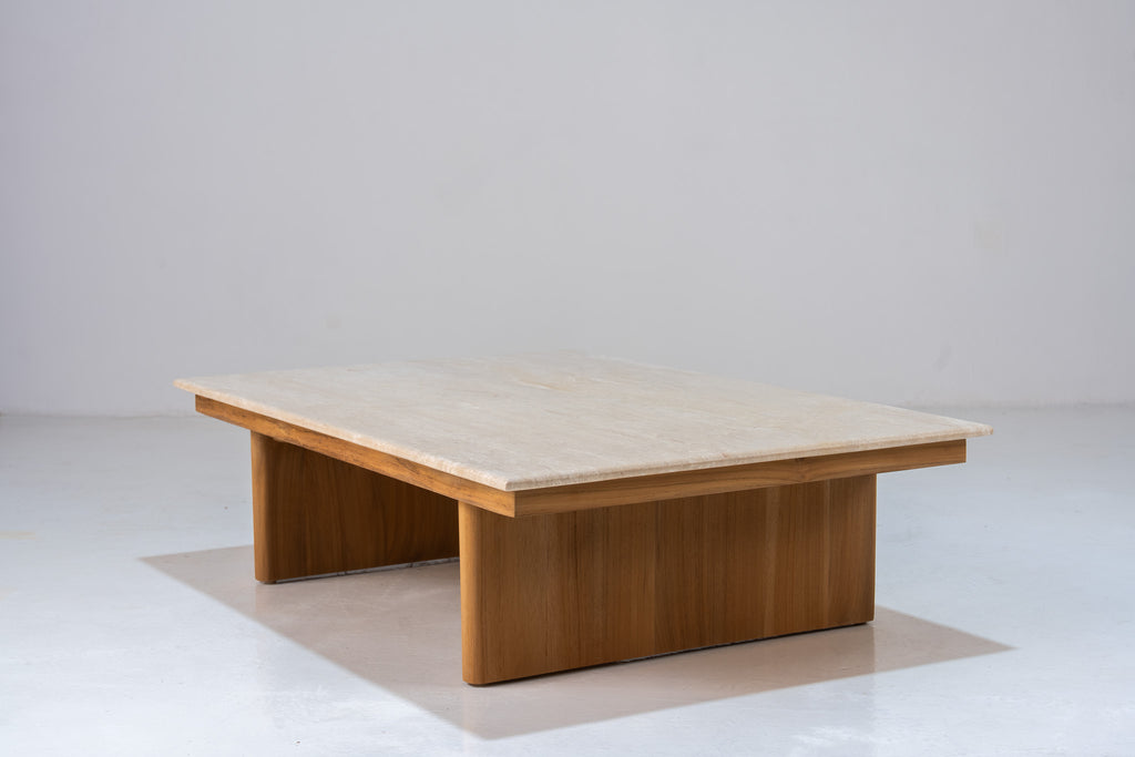 Mahra Travertine Coffee Table Perspective View 4