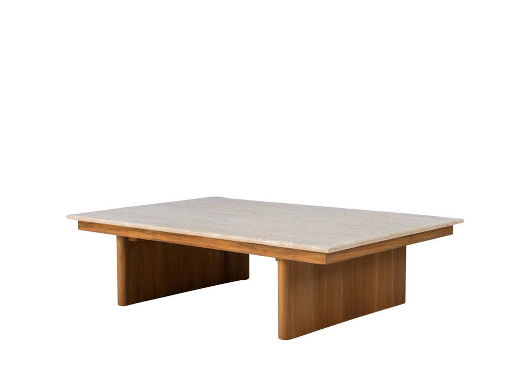 Mahra Travertine Coffee Table White Background View 1