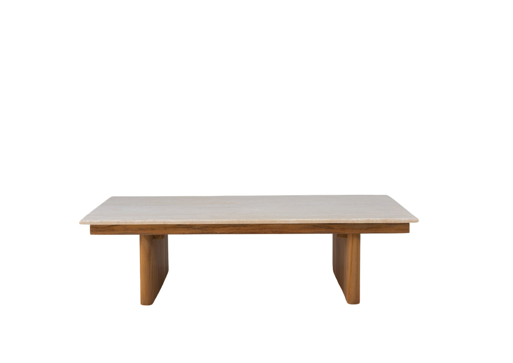 Mahra Travertine Coffee Table White Background View 2