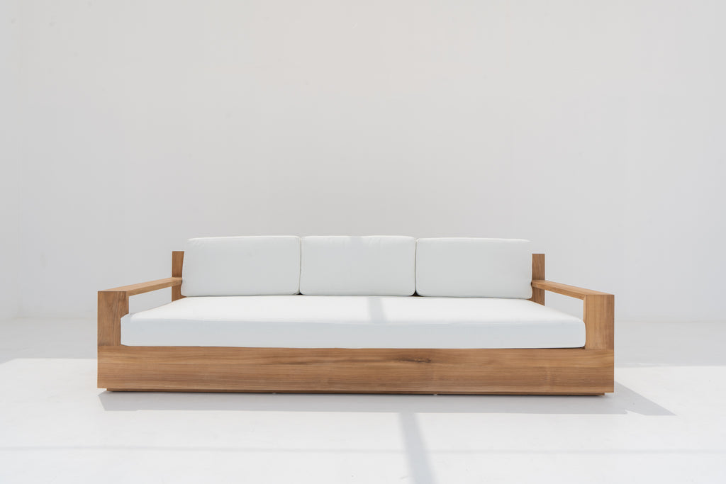 Malaga Teak 3 Seater Sofa Front view