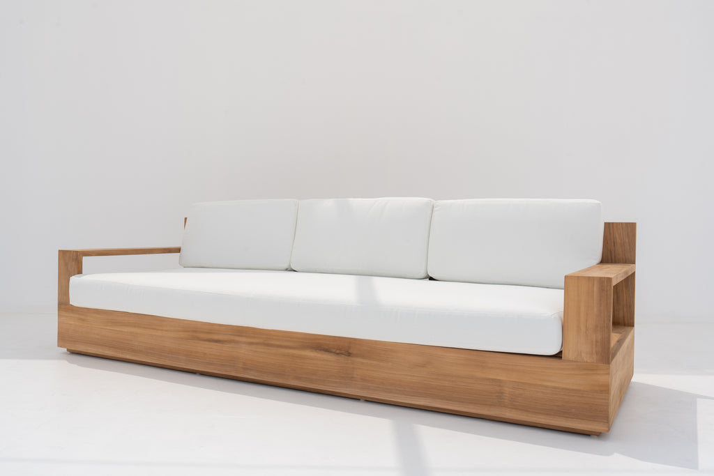 Malaga Teak 3 Seater Sofa Side view