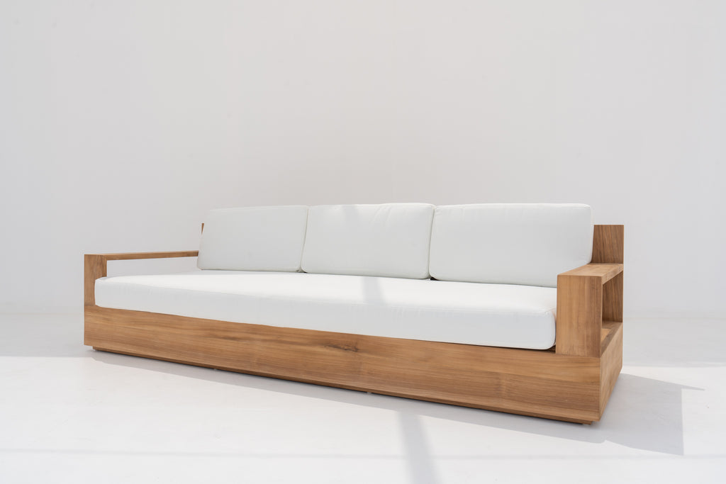 Malaga Teak 3 Seater Sofa Side view