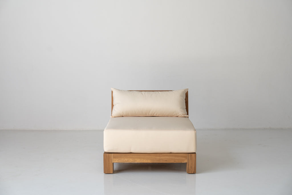 Malta Teak Frame Lounge Chair Front View 1