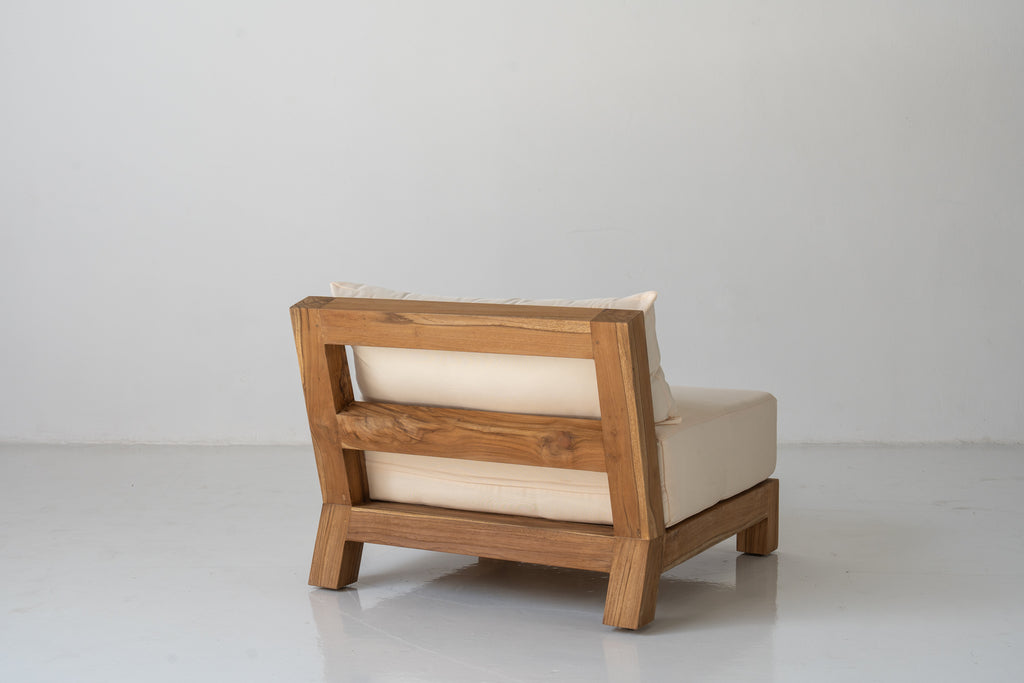 Malta Teak Frame Lounge Chair Perspective View 10