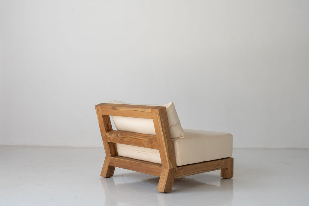 Malta Teak Frame Lounge Chair Perspective View 13