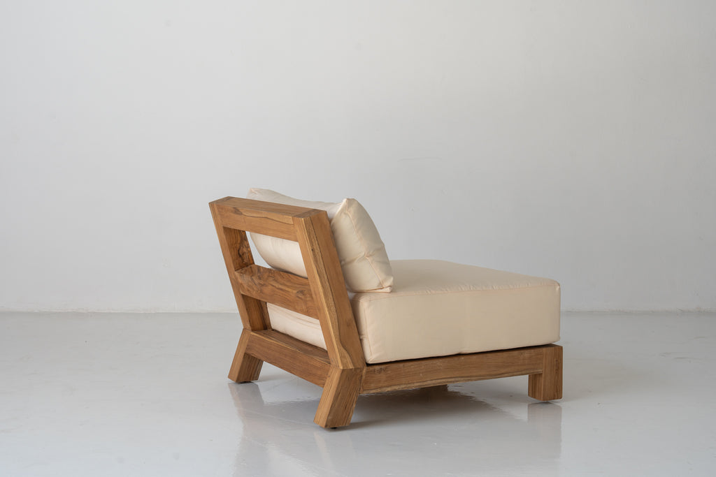 Malta Teak Frame Lounge Chair Perspective View 8