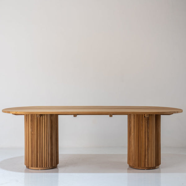 Meadows Oval Teak Dining Table Front View 1