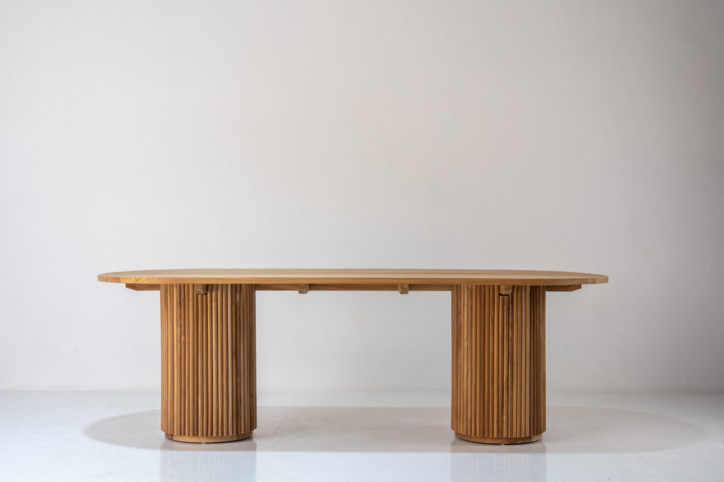Meadows Oval Teak Dining Table Front View 2