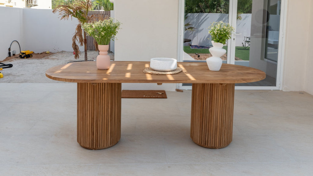 Meadows Oval Teak Dining Table Outdoor View 1