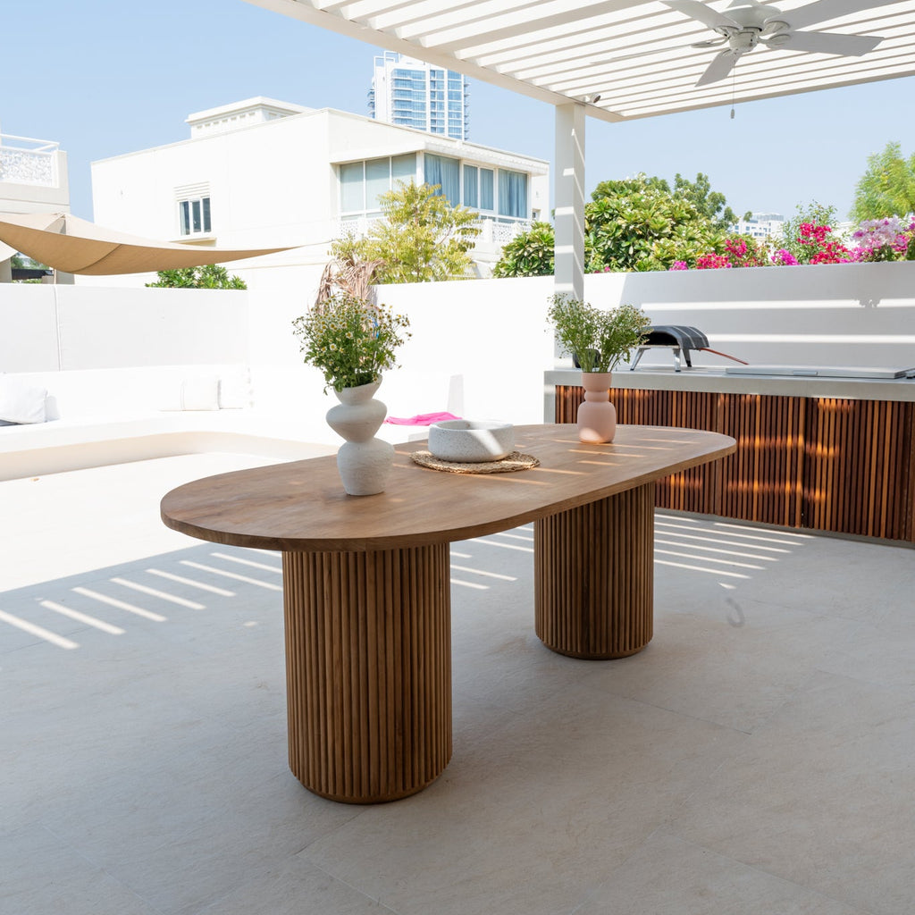 Meadows Oval Teak Dining Table Outdoor View 3