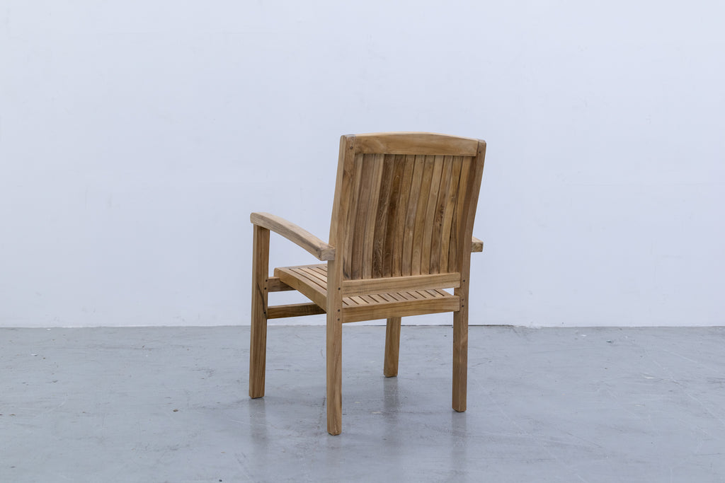 Melborne Teak Stacking Chair Back view