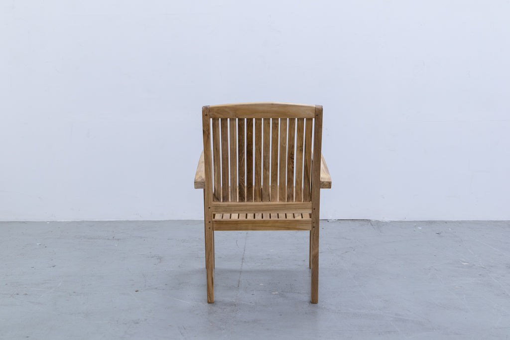 Melborne Teak Stacking Chair Back view 2