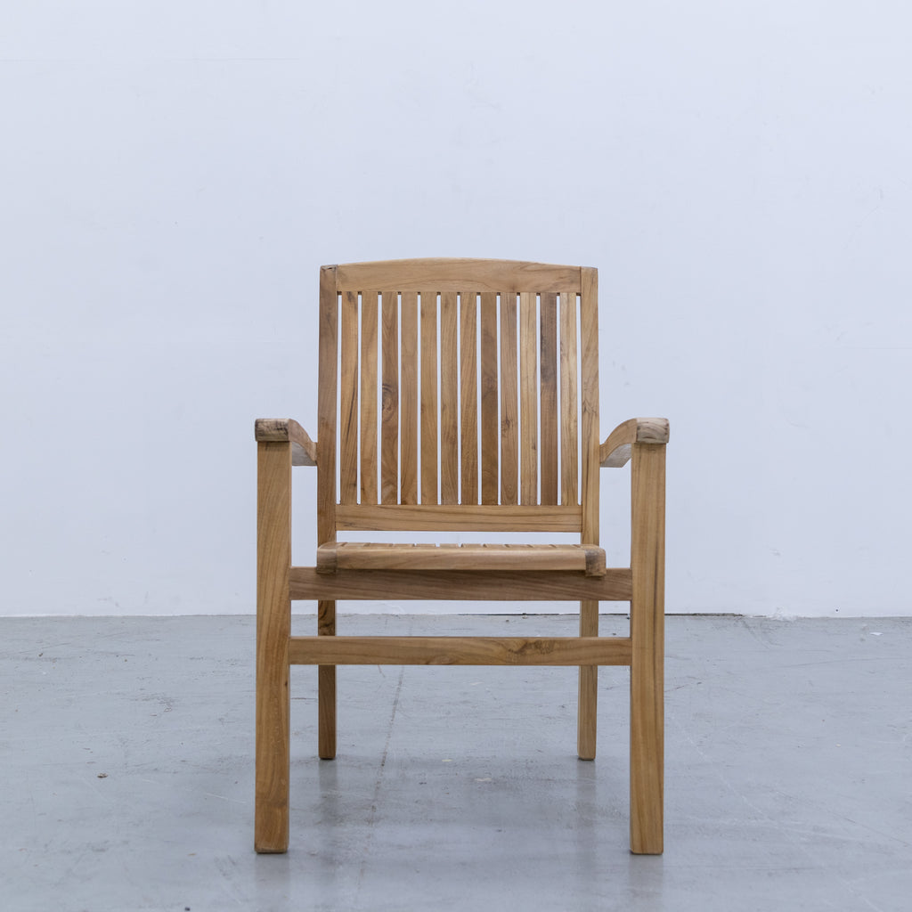 Melborne Teak Stacking Chair Front view