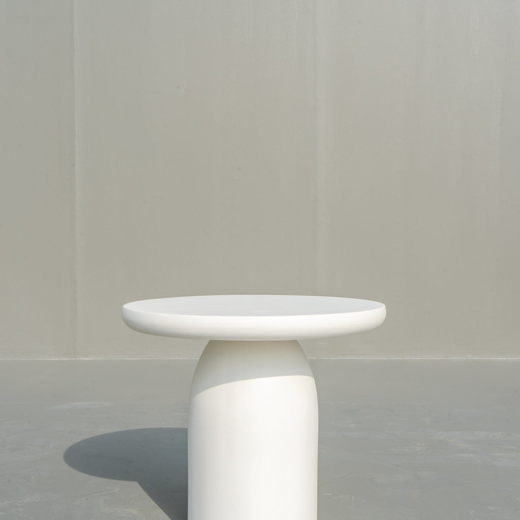 Mesa Microcement Side Table Front Perspective View 2