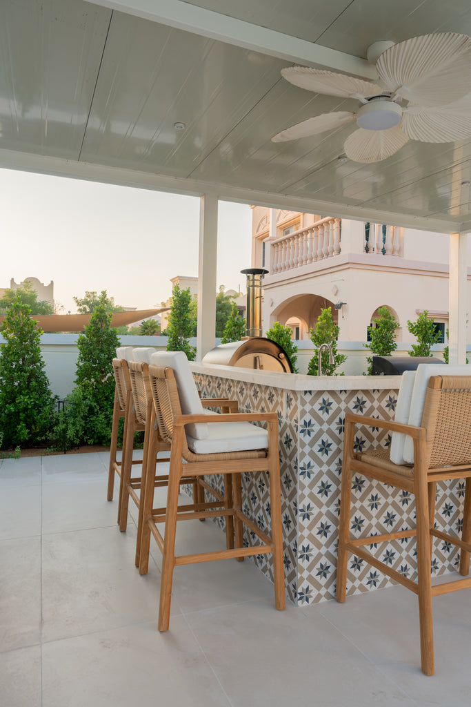 Messina Teak Bar Chair Customer Home