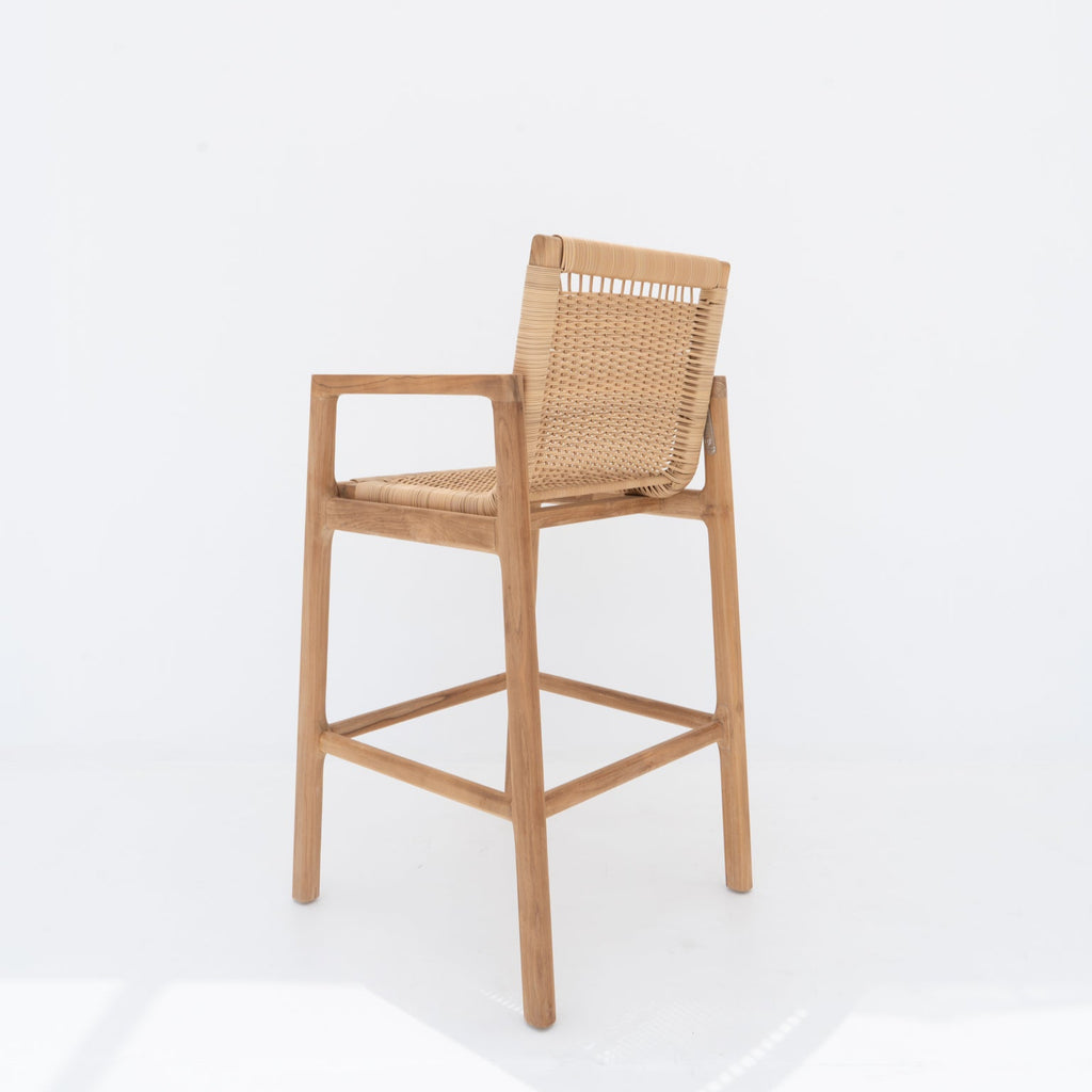 Messina Teak & Rattan Bar Chair Back view