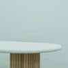 Micro Cement Oval Oak Dining Table Detailed Top Texture View 1