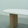Micro Cement Oval Oak Dining Table Detailed Top Texture View 3