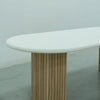 Micro Cement Oval Oak Dining Table Detailed Top Texture View 4