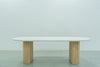 Micro Cement Oval Oak Dining Table Front View 2