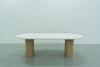 Micro Cement Oval Oak Dining Table Front View 3