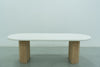 Micro Cement Oval Oak Dining Table Front View 4