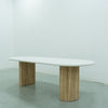 Micro Cement Oval Oak Dining Table Perspective View 1