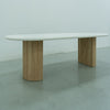 Micro Cement Oval Oak Dining Table Perspective View 3