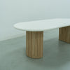 Micro Cement Oval Oak Dining Table Perspective View 5