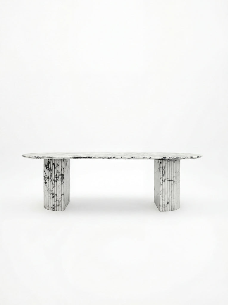 Milano Arabescato Marble Dining Table Front Perspective View 1