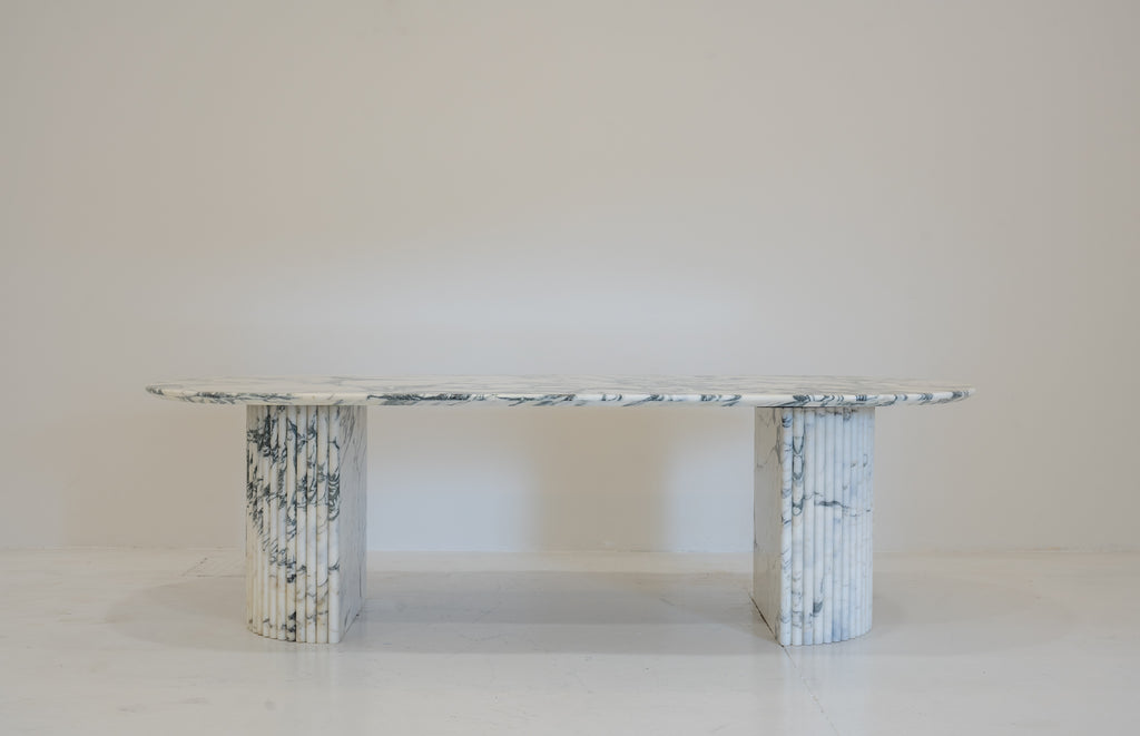 Milano Arabescato Marble Dining Table Front Perspective View 2