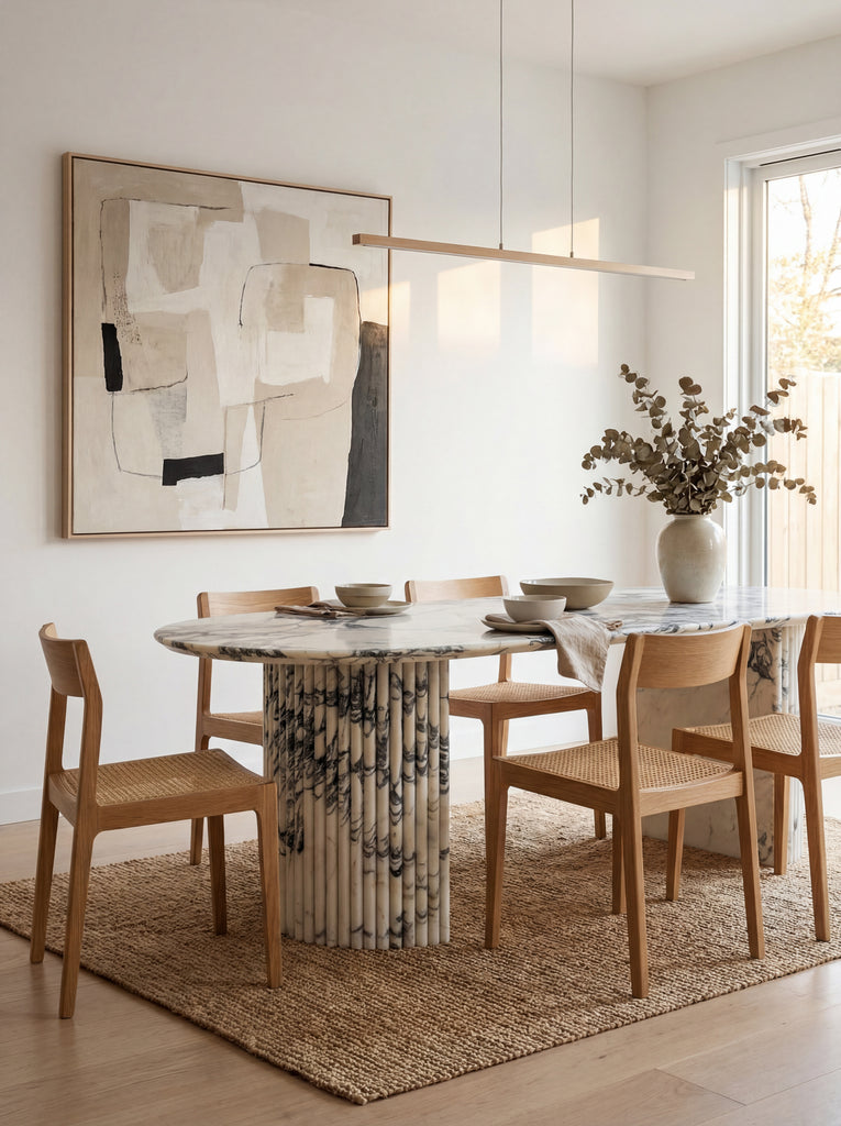 Milano Arabescato Marble Dining Table Indoor Perspective View 1