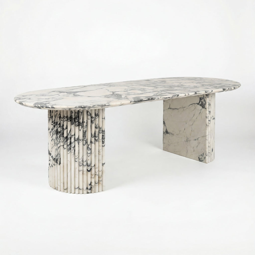 Milano Arabescato Marble Dining Table Perspective View 1