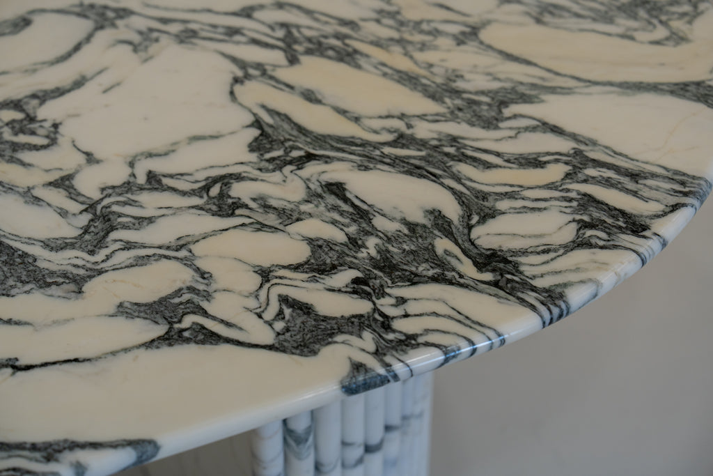 Milano Arabescato Marble Dining Table Top Detailed Texture View 2