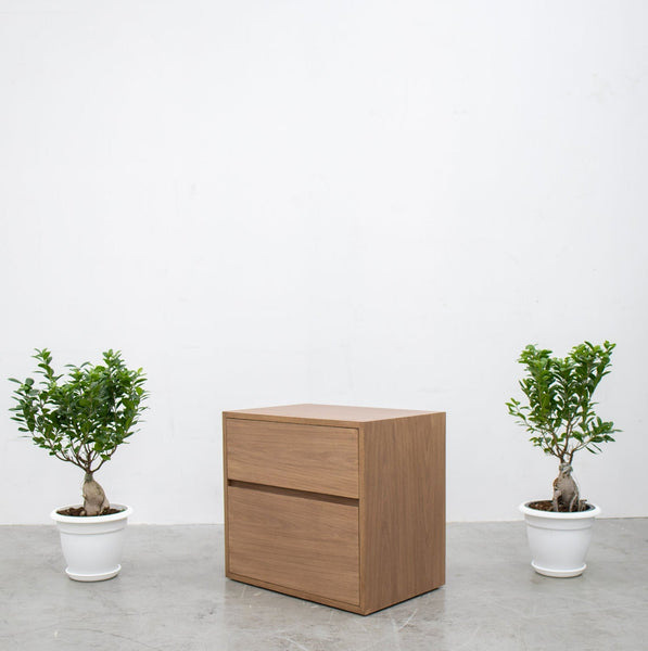 Modern Smoked Oak Bedside Table with Drawers