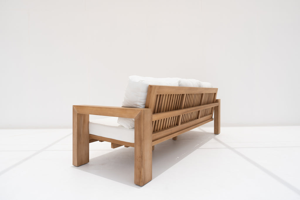 Modern Teak 3 Seater Sofa Back view