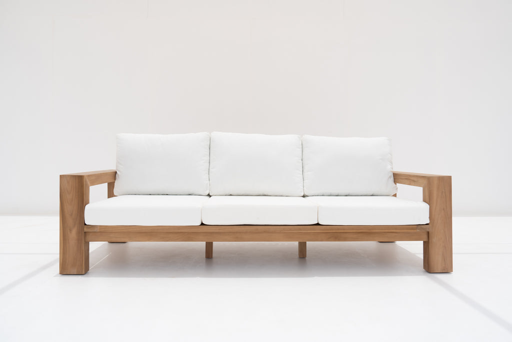 Modern Teak 3 Seater Sofa Front view