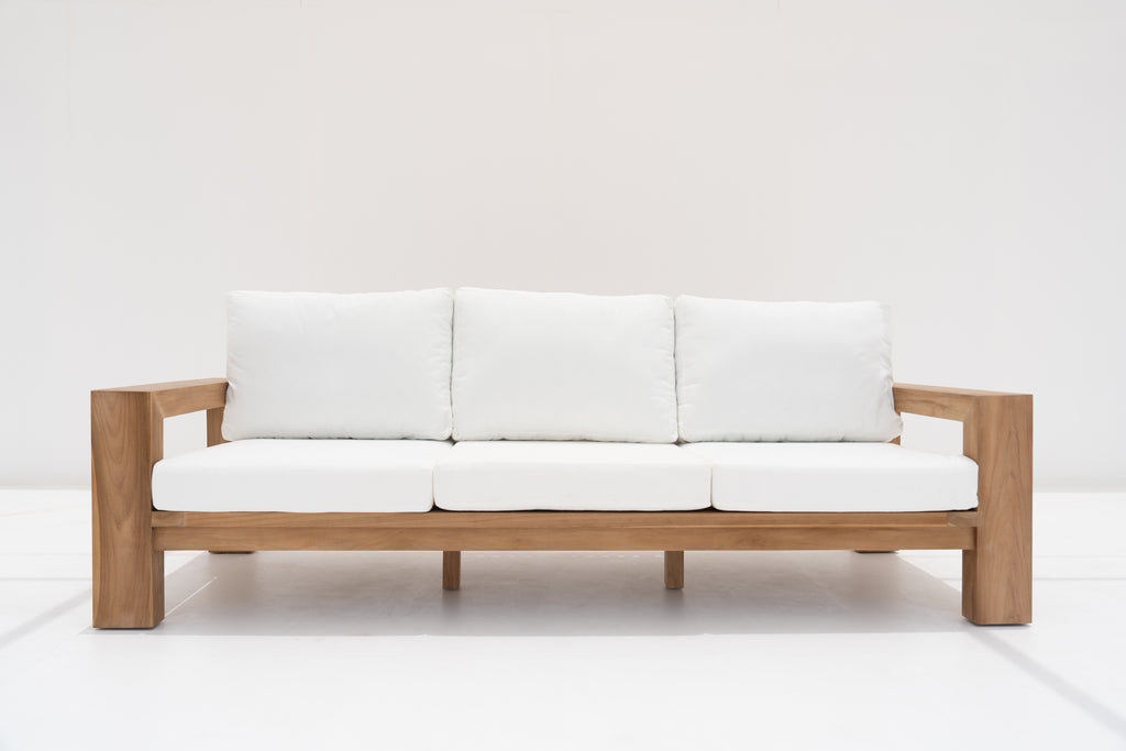 Modern Teak 3 Seater Sofa Front view