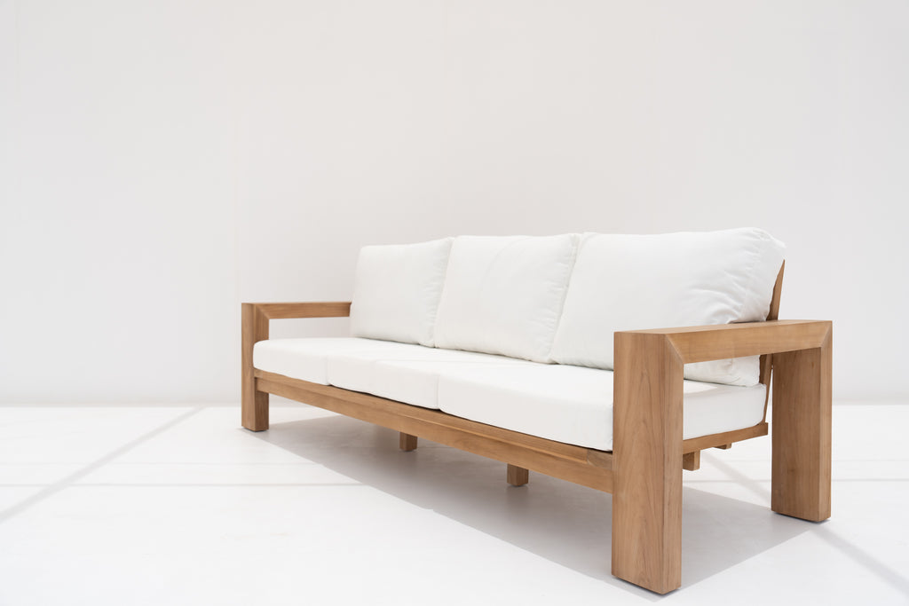 Modern Teak 3 Seater Sofa Side view