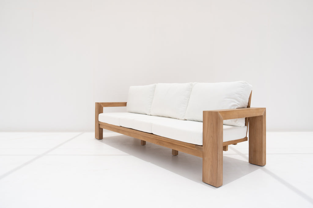 Modern Teak 3 Seater Sofa Side view