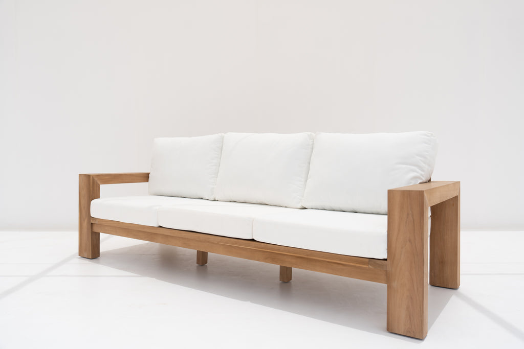 Modern Teak 3 Seater Sofa Side view